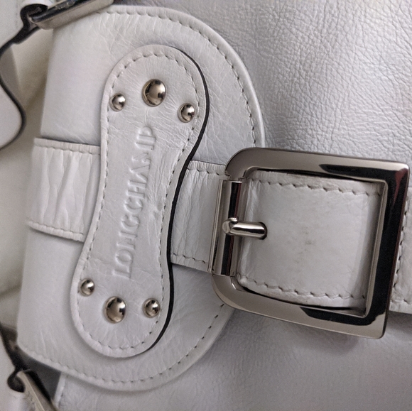 White leather Longchamp bag - Picture 3 of 7